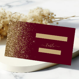 Cartão De Mesa Casamento Moderno com Borda de Glitter em Vermelho