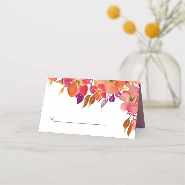 Cartão De Mesa Casamento Moderno do Buquê de Verão Elegante (Frente)