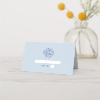 Cartão De Mesa Casamento Moderno Dusty Blue Costeiro