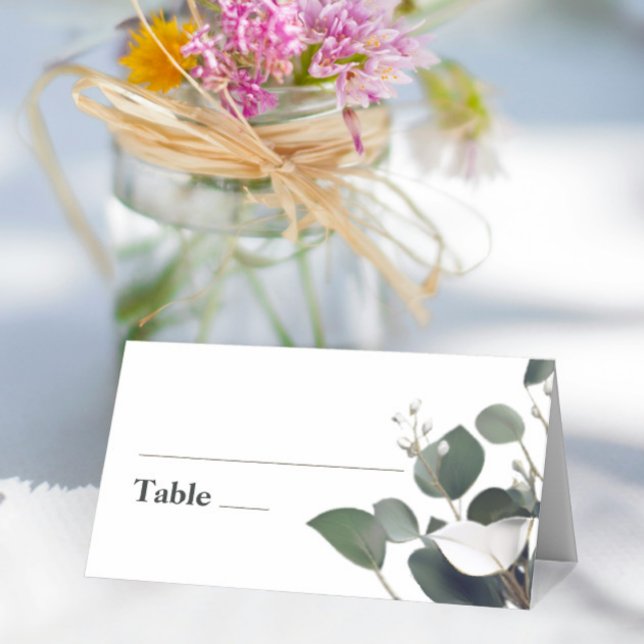 Cartão De Mesa Casamento Moderno Eucalyptus (Modern Eucalyptus Wedding Place Card)