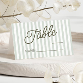 Cartão De Mesa Casamento Moderno Minimalista com Listras Verdes