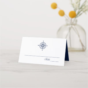 Cartão De Mesa Casamento Náutico de Rosa de Compass