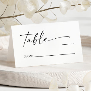 Cartão De Mesa Casamento Negra Branco Elegante Moderno Minimalist