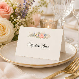 Cartão De Mesa Casamento no Campo de Flores Silvestres de Luxo