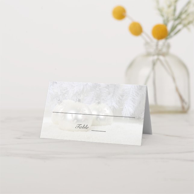 Cartão De Mesa Casamento no inverno de Natal Branco | Dobragem pe (Frente)