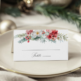 Cartão De Mesa Casamento no inverno Floral de Natal Elegante