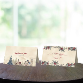 Cartão De Mesa Casamento no inverno romântico