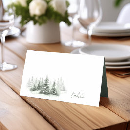 Cartão De Mesa Casamento no inverno russo Forest Green ID1049