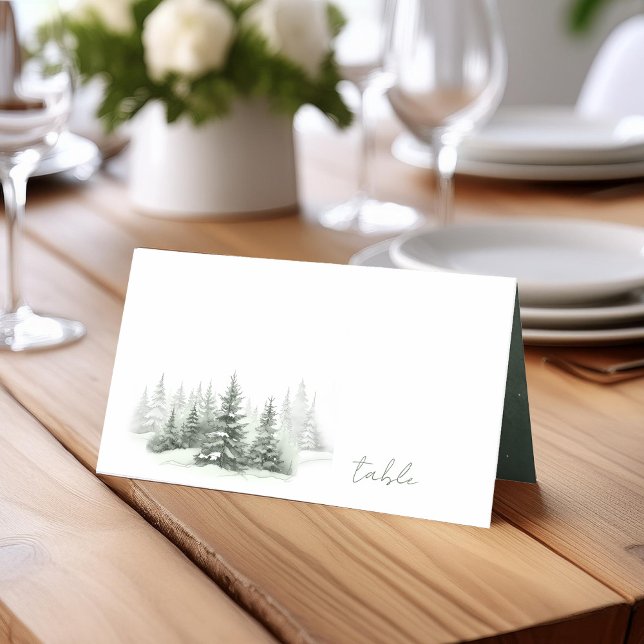 Cartão De Mesa Casamento no inverno russo Forest Green ID1049 (Criador carregado)