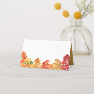 Cartão De Mesa Casamento outono das Terras do Outono de Aquarela