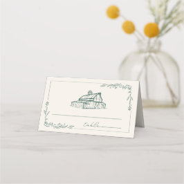 Cartão De Mesa Casamento outono Rustic Barn Emerald Green Fazenda