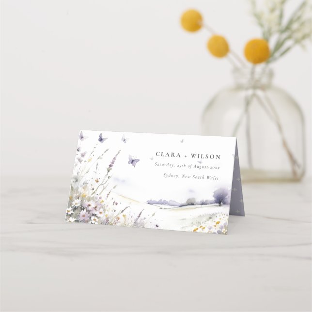 Cartão De Mesa Casamento Paisagem de Paisagem de Palha de Flor Se (Frente)