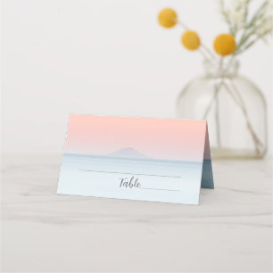 Cartão De Mesa Casamento pelo mar sob o pôr do sol do céu de pêss
