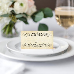 Cartão De Mesa Casamento Pergaminho Preto Rústico Vintage