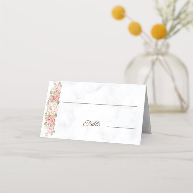 Cartão De Mesa Casamento Personalizado Da Flor De Rosa Elegante (Frente)
