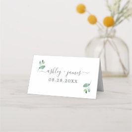 Cartão De Mesa Casamento Personalizado Da Folhagem Chic Eucalyptu