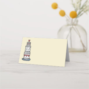 Cartão De Mesa Casamento Personalizado De Ilustração De Bolo De C