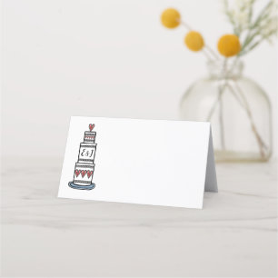 Cartão De Mesa Casamento Personalizado De Ilustração De Bolo De C