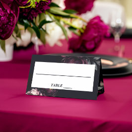 Cartão De Mesa Casamento personalizado de louças de mesa escuras