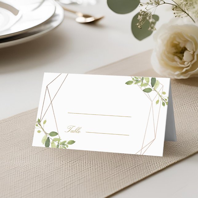 Cartão De Mesa Casamento Personalizado de Verde Geométrico Modern (Criador carregado)