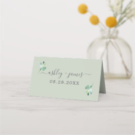 Cartão De Mesa Casamento Personalizado Do Pastel Verde Da Folhage