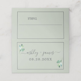 Cartão De Mesa Casamento Personalizado Do Pastel Verde Da Folhage