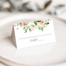 Cartão De Mesa Casamento Personalizado Floral Cor-de-Rosa-Esmagad