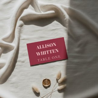 Cartão De Mesa Casamento Personalizado Rosa e Vermelho com Script