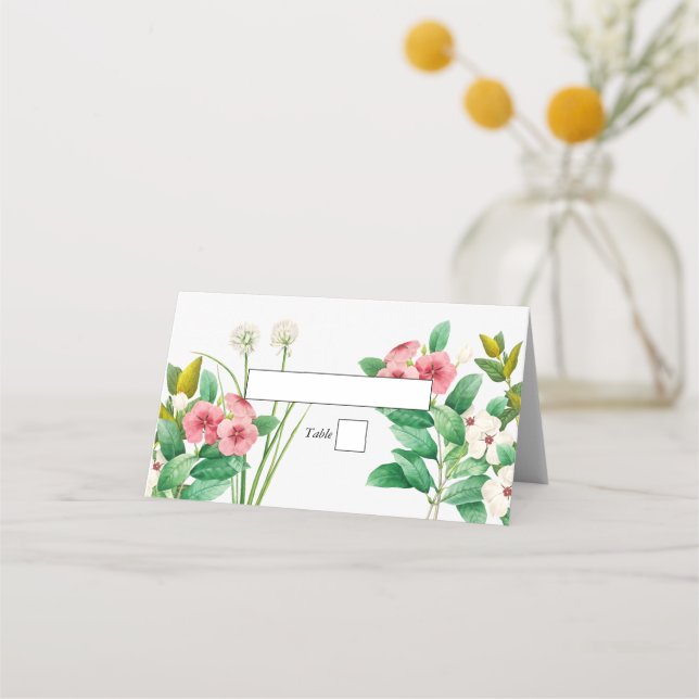 Cartão De Mesa Casamento por Aquarela de Flores Selvagens (Frente)