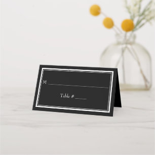 Cartão De Mesa Casamento Preto Minimalista Moderno de Borda