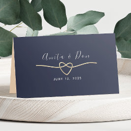Cartão De Mesa Casamento Romântico Azul Marinho