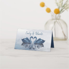 Cartão De Mesa Casamento Romântico Blue Swan