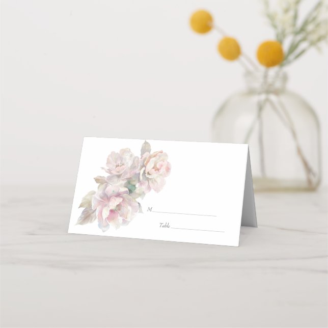 Cartão De Mesa Casamento Romântico Blush Peony Floral (Frente)
