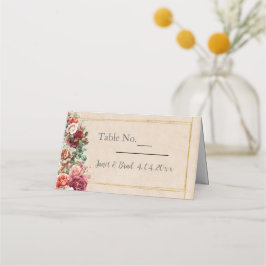 Cartão De Mesa Casamento Romântico de Eucalyptus Rosa Floral