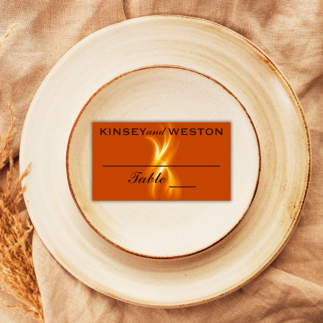 Cartão De Mesa Casamento Romântico por Chama (Criador carregado)