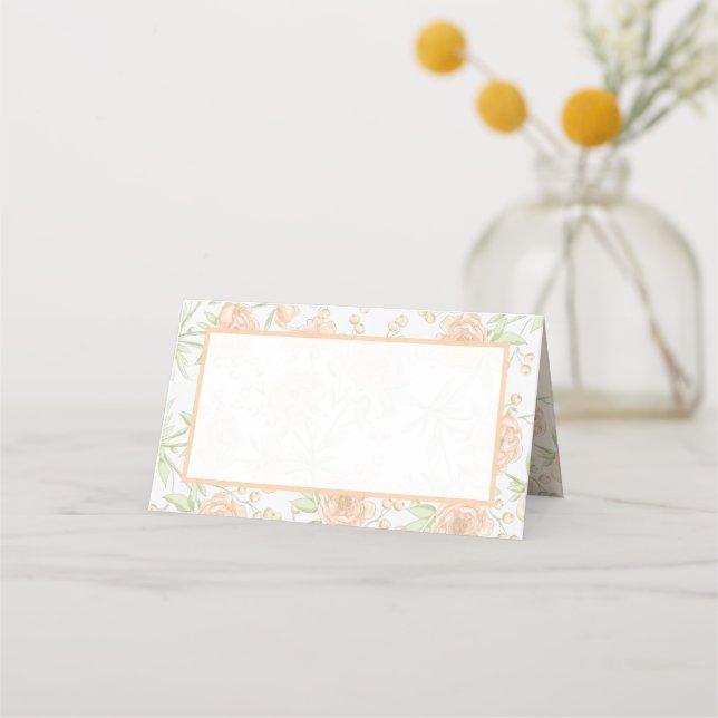 Cartão De Mesa Casamento Rosa Pêssego (Frente)