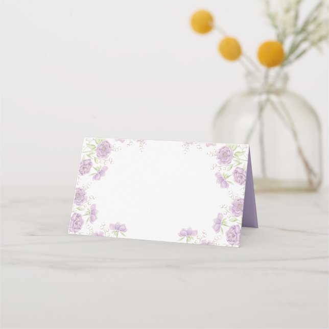 Cartão De Mesa Casamento Rosa Roxo Lavanda (Frente)