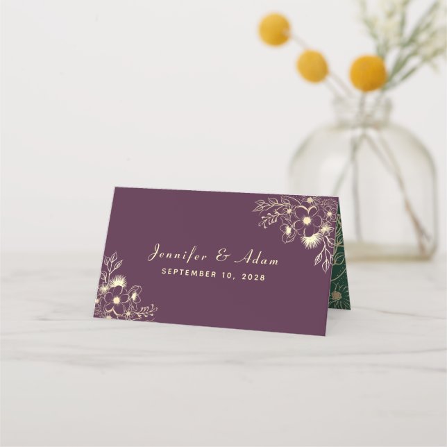 Cartão De Mesa Casamento Roxo Ameixa (Verso)