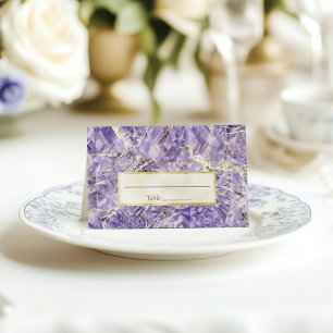 Cartão De Mesa Casamento Roxo Ametist Gemstone Cut