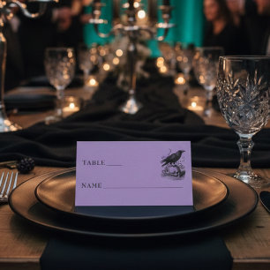 Cartão De Mesa Casamento Roxo Preto Gótico Vintage