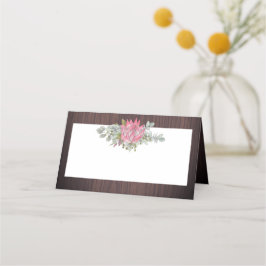 Cartão De Mesa Casamento Russo Da Madeira De Protea Eucalyptus Fo