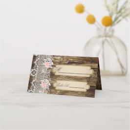 Cartão De Mesa Casamento Rustic Barn Wood & Lace