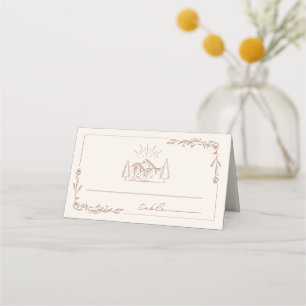 Cartão De Mesa Casamento Rustic Mountain Terracotta
