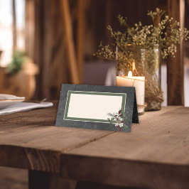 Cartão De Mesa Casamento Rustic Winter Berries & Pine Black