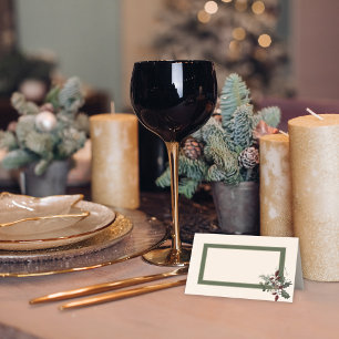Cartão De Mesa Casamento Rustic Winter Berries & Pine Cream