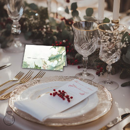 Cartão De Mesa Casamento | Rustic Winter Holly e Berries