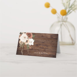 Cartão De Mesa Casamento Rustic Wood Boho Floral Terracotta