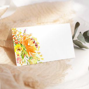 Cartão De Mesa Casamento Rustic Yellow Flowers Watercolor