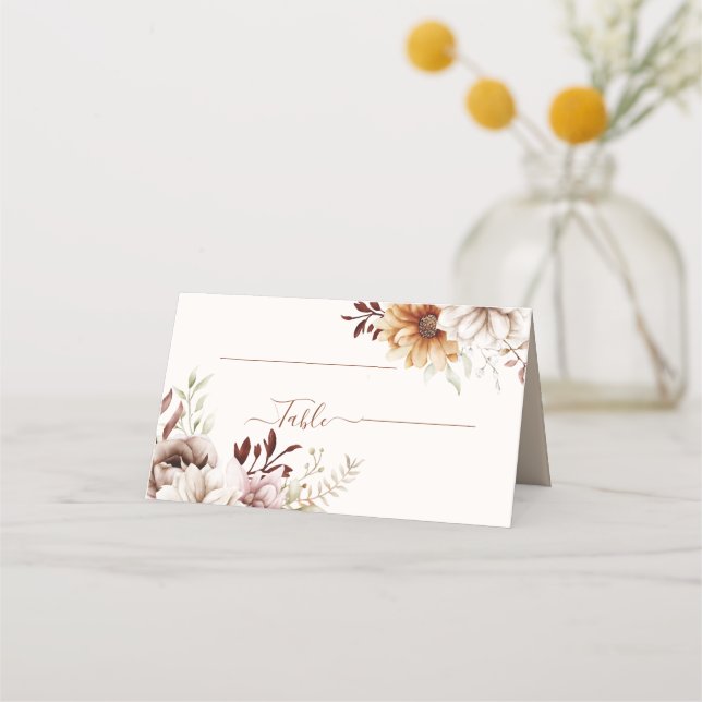 Cartão De Mesa casamento rústico elegante floral boho   (Frente)