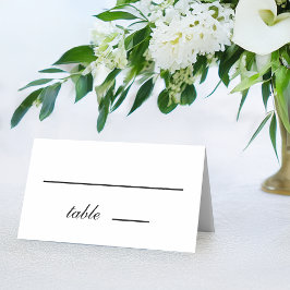 Cartão De Mesa Casamento Simples com Roteiro Minimalista Preto e 